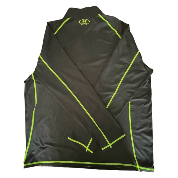 Under Armour Men’s XXL ColdGear ¼ Zip Pullover Black Neon Green Athletic Top EUC - Picture 3 of 14